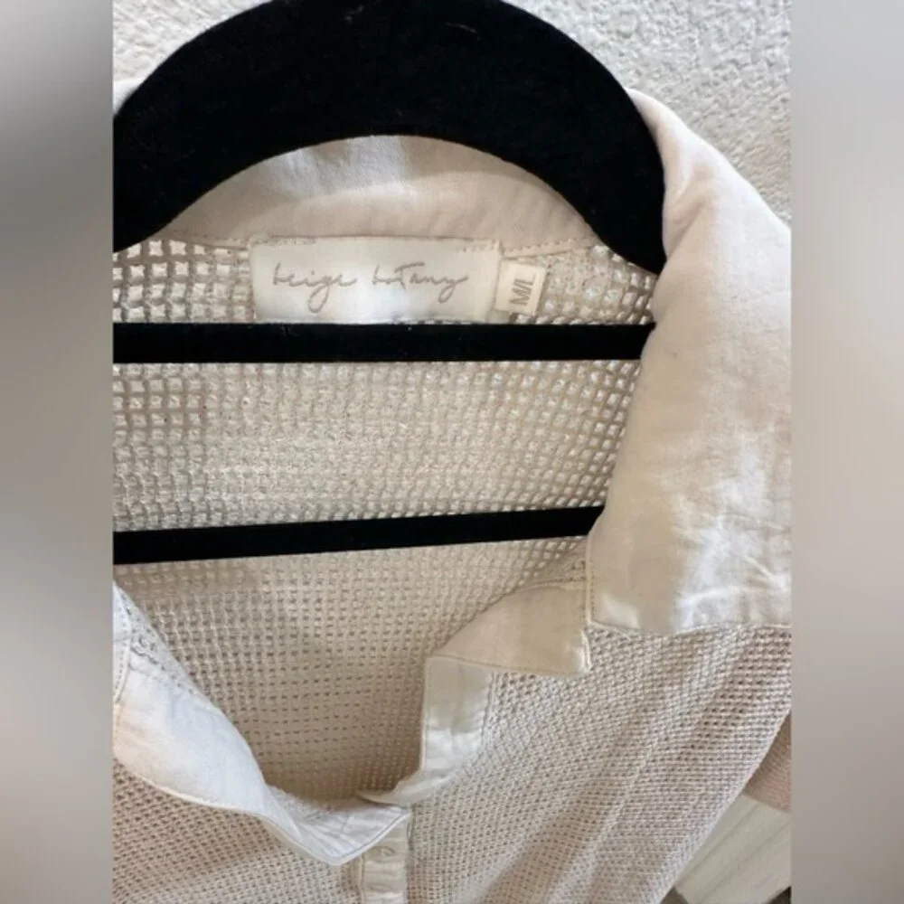 Tan Cream Crochet Button Down Bathing Suit Cover